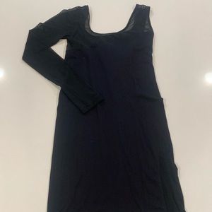 Black mesh top cocktail dress